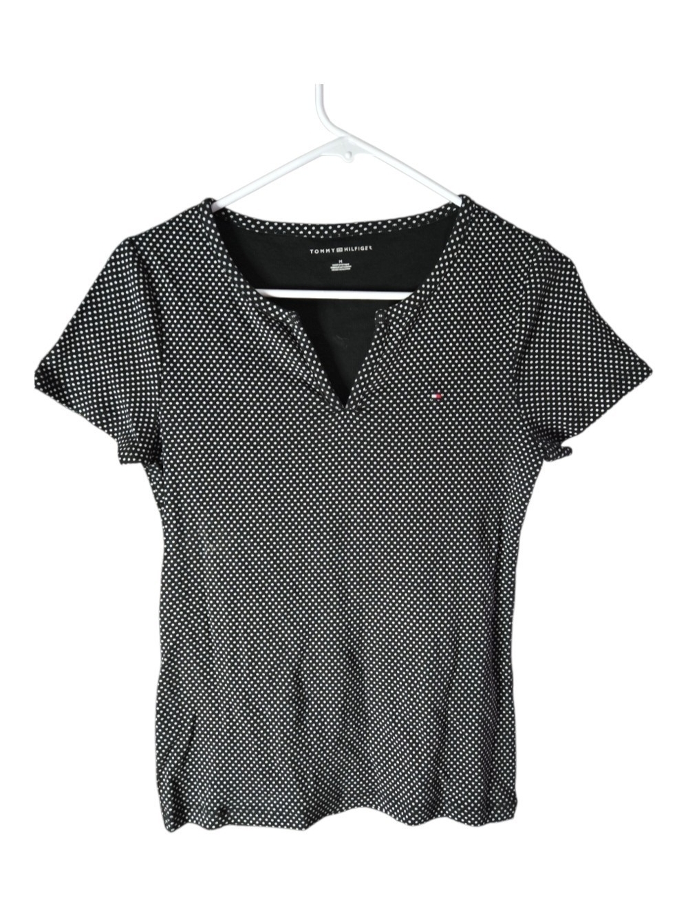 Tommy Hilfiger Black Polka Dot V-Neck Tee